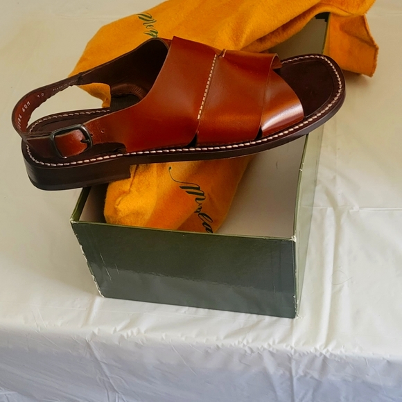 Men's leather sandals. Size 12M, Cognac, worn once paid $325 - Picture 2 of 4